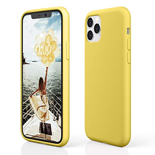 pcgaga iPhone 11 Pro Max Silicone Case iPhone 11 Pro Max Case Slim Shockproof Liquid Silicone Case with Microfiber Lining for iPhone 11 Pro Max 6_5 2019 Yellow