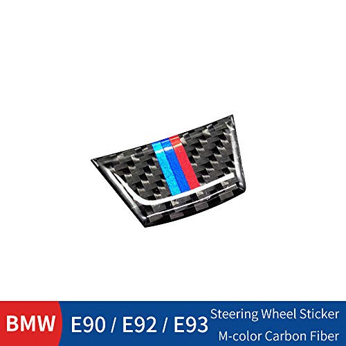 Huichi Carbon Fiber Steering Wheel Sticker M Stripe Emblem 3D Car Sticker for BMW E90 E92 E93 3 Series Steering Wheel Decor B