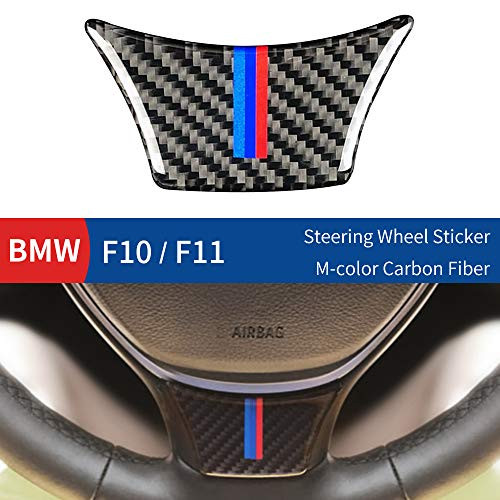 Huichi Carbon Fiber Steering Wheel Sticker M Stripe Emblem 3D Car Sticker for BMW F10 F11 5 Series 7 Series Steering Wheel Decor A