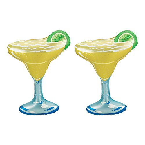 Set of 2 Margarita Glass Jumbo 36" Cinco de Mayo Fiesta Foil Party Balloons