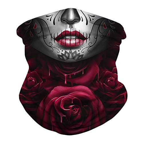 ENLACHIC Cool Skull Headband Bandana Head Wrap Scarf Neck Headwear Balaclava for Men WomenRose Lady