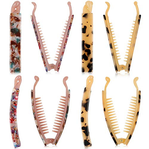 4 Pieces Banana Clips Hair Clincher Combs Banana Combs Ponytail Holders Banana Hairpin Non-slip Hair Clip Hair Accessories for Women Girls Styling and Sectioning 4 Pieces Banana Clips Hair Clincher Combs Banana Combs Ponytail Holders Banana Hairpin Non-slip Hair Clip Hair Accessories for Women Girls Styling and Sectioning