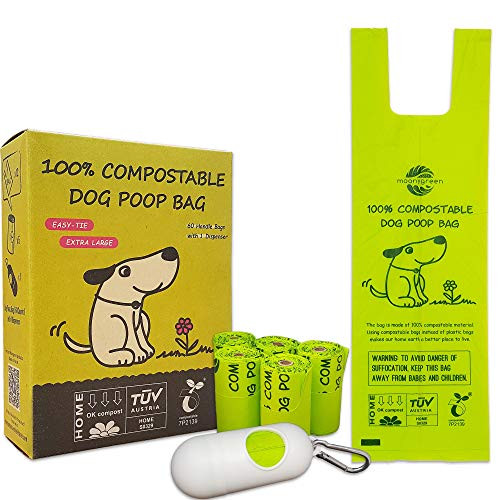 Dog Poop Bag with Easy Tie Handles Home Compostable Pet Waste Bags Vegetable-Based Eco-Friendly Unscented Extra Thick and Long Leak Proof Fits for Dogs and Cat Scoops 60 Counts with Dispenser Dog Poop Bag with Easy Tie Handles Home Compostable Pet Waste Bags Vegetable-Based Eco-Friendly Unscented Extra Thick and Long Leak Proof Fits for Dogs and Cat Scoops 60 Counts with Dispenser