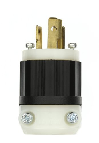Leviton 4770-PLC 15-Amp, 277-Volt, NEMA L7-15P, 2P, 3W, Locking Plug, Industrial Grade, Grounding, Power Indication, Black-White