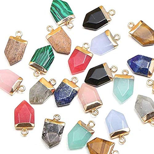5Pcs Conical Shape Gemstone Pendant Natural Mixed Colors Stone Charms for Necklace Jewelry Making
