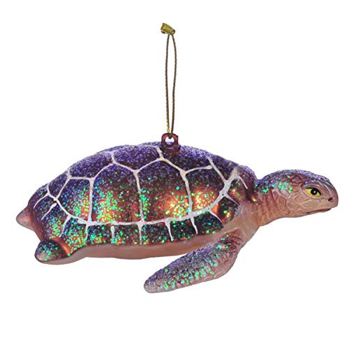 Miicol Swimming Sea Turtle Glass Blown Ornament for Christmas Tree Purple
