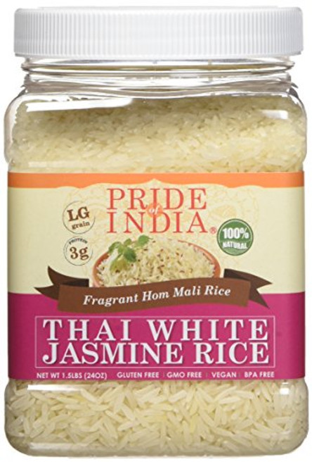 Pride Of India - Thai White Jasmine Rice - Fragrant Hom Mali Rice 1_5 Pound Jar Pride Of India - Thai White Jasmine Rice - Fragrant Hom Mali Rice 1_5 Pound Jar