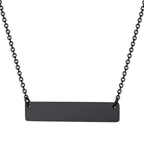PROSTEEL Custom Name Necklace Personalized Coordinates Bar Black Stainless Steel Men Women Jewelry Gift Layering Layered Choker Necklace PROSTEEL Custom Name Necklace Personalized Coordinates Bar Black Stainless Steel Men Women Jewelry Gift Layering Layered Choker Necklace