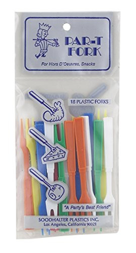 Soodhalter Plastics Inc_ Soodhalter Par-T Forks Sandwich Appetizer Cocktail Food Picks Made in USA Set of 18 Assorted Colors