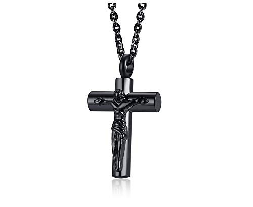 XUANPAI Stainless Steel Mens Jesus Crucifix Cross Urn Pendant Ashes Keepsake Necklace Cremation Religious Jewelry XUANPAI Stainless Steel Mens Jesus Crucifix Cross Urn Pendant Ashes Keepsake Necklace Cremation Religious Jewelry