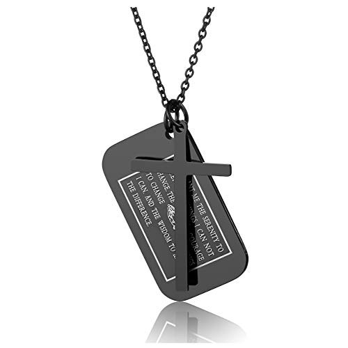 Sunligoo Mens Stainless Steel Dog Tags Necklaces Lords Prayer Cross Pendant Necklace 2