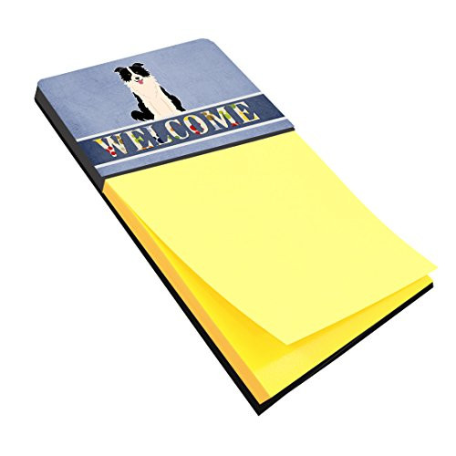 Carolines Treasures BB5699SN Border Collie Black White Welcome Sticky Note Holder Large Multicolor