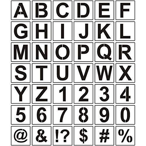 Letter and Number Stencils for Painting on Wood - 42 Pack Large Alphabet Letter Stencil Templates with Numbers and Signs Reusable Numbers and Letters Stencils for Chalkboard Signs   Wood Wall Art