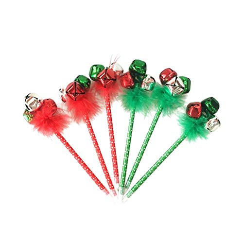 6-Pack Ballpoint Pen?Red and Green Christmas Themed Jingle Bell Ballpoint Pen Christmas Holiday Festive Party Favors Gift Pens?Random Color