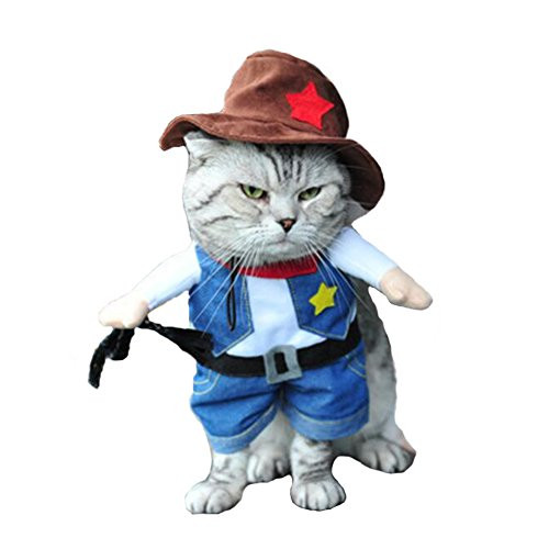 Hotumn Cowboy Dog Costume with Hat Dog Clothes Halloween Costumes for Cat and Small DogM