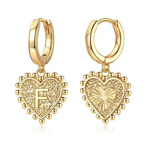 Heart Initial Earrings for Girls Women S925 Sterling Silver Post 14k Gold Plated Huggie Hoop Earrings Cute Heart Gold Girls Earrings Dainty Initial Letter F Earrings for Girls Kids Heart Initial Earrings for Girls Women S925 Sterling Silver Post 14k Gold Plated Huggie Hoop Earrings Cute Heart Gold Girls Earrings Dainty Initial Letter F Earrings for Girls Kids