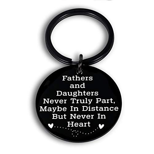 Fathers Day Gift from Daughter for Daddy Dad Papa Birthday Christmas Valentines Present for Men Fathers and Daughters Never Truly Part Maybe in Distance But Never in Heart Dog Tag Pendant Keychain Fathers Day Gift from Daughter for Daddy Dad Papa Birthday Christmas Valentines Present for Men Fathers and Daughters Never Truly Part Maybe in Distance But Never in Heart Dog Tag Pendant Keychain