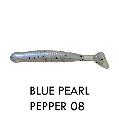 Big Bite Baits PT17508 Paddle Tail Grub Blue Pearl Pepper, 1.75"