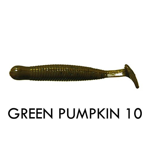 Big Bite Baits PT17510 Paddle Tail Grub Green Pumpkin, 1.75"