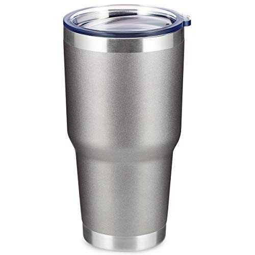 COKTIK 30 oz Stainless Steel Tumbler Double Wall Vacuum Insulated Coffee Travel Mug with Lid Durable Powder Coated Insulated Coffee Cup for Cold   Hot Drinks Gray