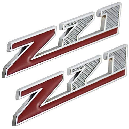 2Pcs Small Size Z71 Emblem Alloy Metal Badge 3D Nameplate Compatible for Chevy Silverado Colorado Suburban GMC Sierra Tahoe Chrome Red
