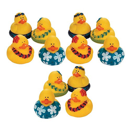 Kicko Luau Rubber Duckies - 2 Inch Assorted Vinyl Hawaiin and Tropical Duckies - for Party Favors 12 Pack Kicko Luau Rubber Duckies - 2 Inch Assorted Vinyl Hawaiin and Tropical Duckies - for Party Favors 12 Pack
