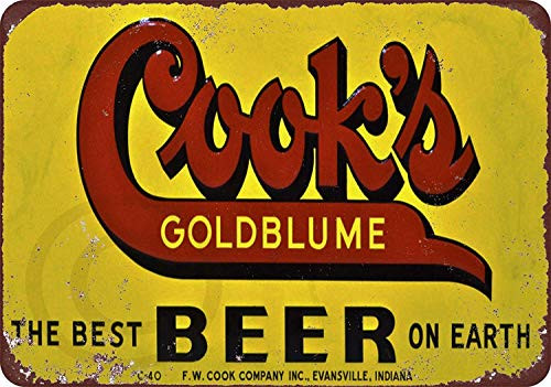 MAIYUAN Wall Decor Sign Cooks Goldblume Beer Rustic Vintage Look Aluminum Metal Sign 8x12 Inches BBM4063