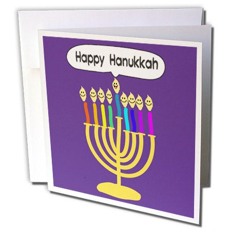 Happy Hanukkah Menorah - cartoon for Chanukkah - Jewish - Greeting Card, 6 x 6 inches, single (gc_112818_5)