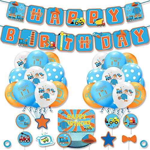 Blippi Birthday Party Supplies Blippi Birthday Decorations Includes Blippi Birthday Banner 11 Cake Toppers 20 Blippi Balloons 34 Pack D