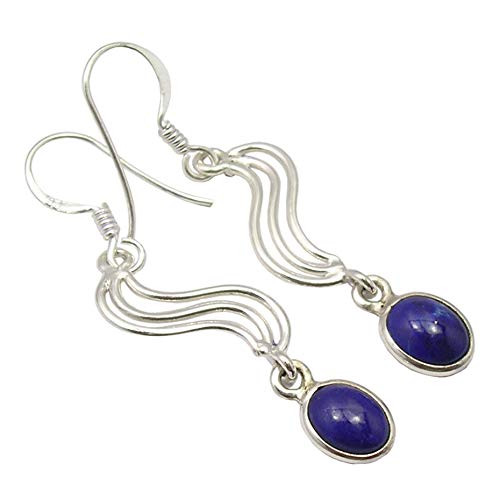 SilverStarJewel Natural Lapis Lazuli Earrings 4_8 cm Sterling Silver Handmade Gift SilverStarJewel Natural Lapis Lazuli Earrings 4_8 cm Sterling Silver Handmade Gift