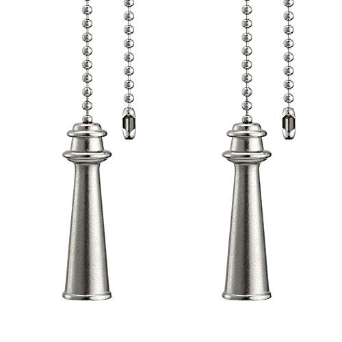 Ceiling Fan Pull Chain Decorative Ornaments Extension 12 Inches Fan Pulls Set For Ceiling Light Lamp Fan Chain Trophy Pull Chain Silver Fan Pulls 2 Pack
