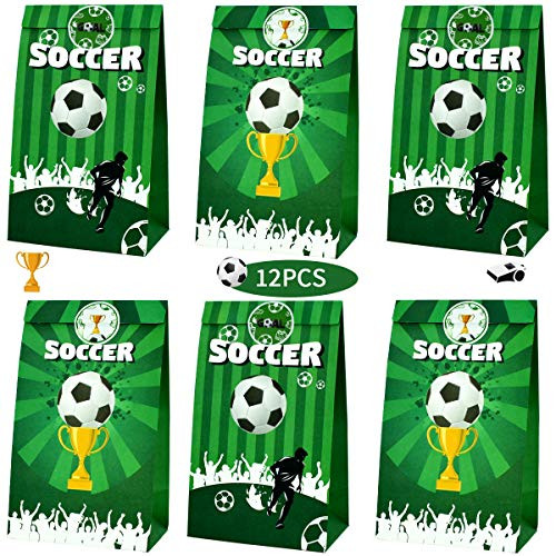TONIFUL Soccer Candy Favor Sports Party Bags Goodie Gift Treat Bags for Soccer Themed Party Ideas Boys Kids Birthday Decoration Supplies