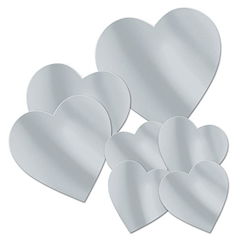 Beistle Packaged Foil Heart Assorted Cutouts Silver Silver