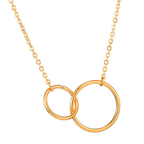 Stainless Steel Two Circle Pendant Necklace for Women Double Rings Interlocking Circles Infinity Linked Rings Generation Best Friendship Necklaces for WomenGold Stainless Steel Two Circle Pendant Necklace for Women Double Rings Interlocking Circles Infinity Linked Rings Generation Best Friendship Necklaces for WomenGold