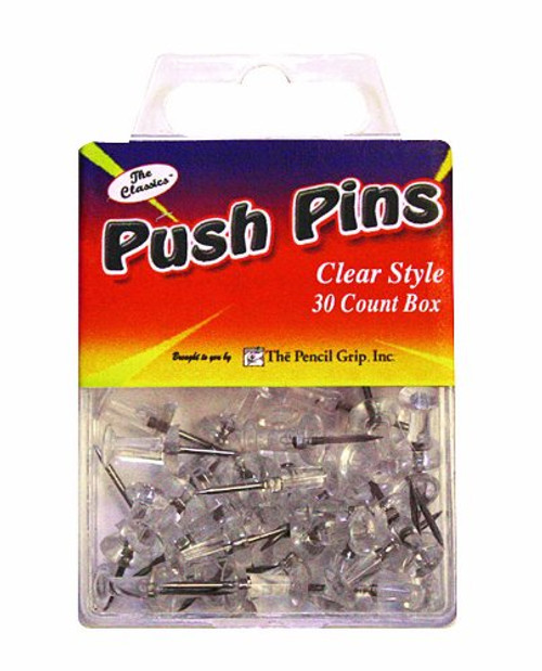 Pencil Grip The Classics Push Pins, Clear, 30 Pins per Box, 6 Boxes per Pack (TPG-22506) Pencil Grip The Classics Push Pins, Clear, 30 Pins per Box, 6 Boxes per Pack (TPG-22506)