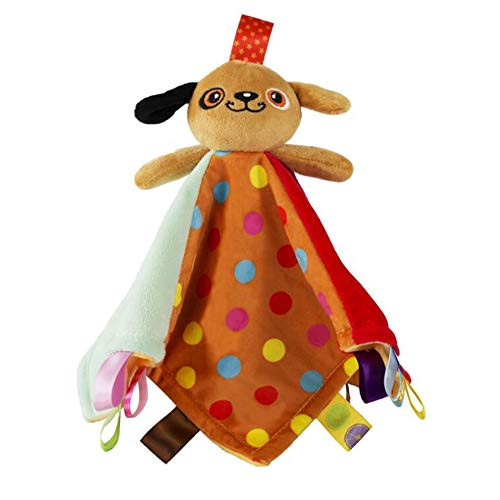 Taggie Taggy Baby Security Blanket with Tags Toddler Comforter Blanket Stuffed Animal Plush Toy Brown Dog