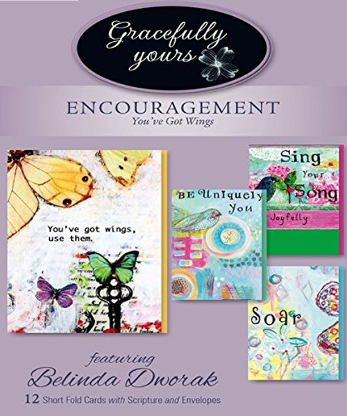 Gracefully Yours You've Got Wings Encouragement Greeting Cards , 12, 4 designs/3 each with Scripture Message