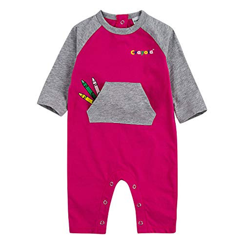 Crayola Childrens Apparel Baby Long Sleeve Coverall Bodysuit RazzGrey 3M