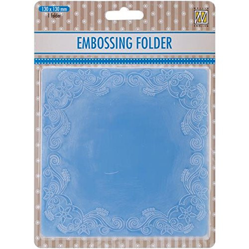 Ecstasy Crafts Nellie's Choice Embossing Folder, 5-Inch by 5-Inch, Christmas Flower Frame Square