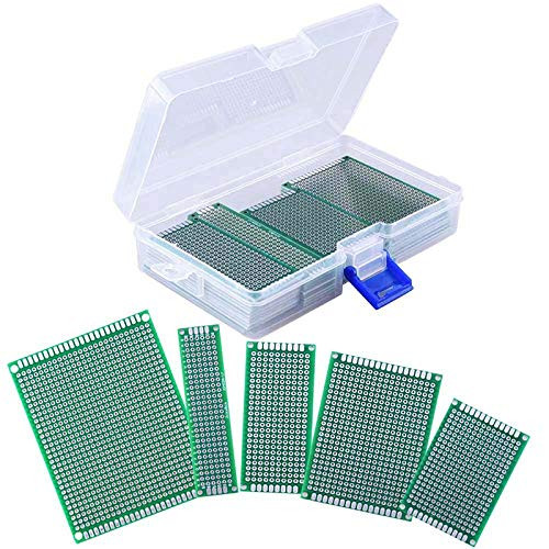 FTCBlock 36 Pcs Double Sided PCB Board Prototype Kit 5 Sizes Universal Printed Circuit Protoboard for DIY Soldering and Electronic Project