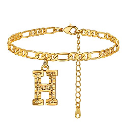 Initial Anklet Gold Ankle Bracelets for Women Figaro Chain Anklets Adjustable Letter Alphabet Foot Chain Anklet Cute Anklets for Teen Girls Summer Beach Jewelry H Initial Anklet Gold Ankle Bracelets for Women Figaro Chain Anklets Adjustable Letter Alphabet Foot Chain Anklet Cute Anklets for Teen Girls Summer Beach Jewelry H