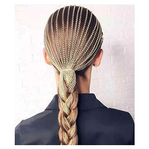 Fstrend Hair Extensions Chain Silver Aluminum Tassel Multi Strand Halloween Hip-pop Hair Accessories Women and Girls Gold Fstrend Hair Extensions Chain Silver Aluminum Tassel Multi Strand Halloween Hip-pop Hair Accessories Women and Girls Gold