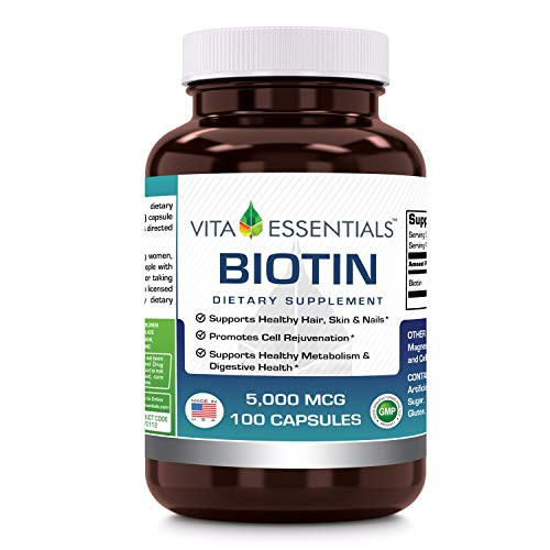 Vita Essentials Biotin 5000 Mcg Capsules 100 Count