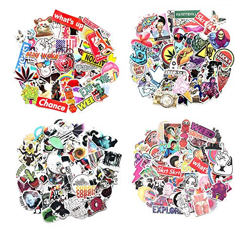 Cool 100-400Pcs Random Stickers Pack Vinyl Skateboard Guitar Travel Stickers Car Bicycle Luggage Decal Graffiti Patches Skateboard Laptop Stickers 200pcs