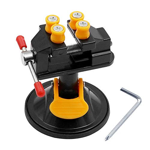 Mesee Universal Mini Drill Press Vise with Suction Cup Carving Vise Walnut Clamp 360 Degrees Rotation Table Bench Vice for Jewelry Nuclear Watch Repairing DIY Craft Sculpture Clip On Tool