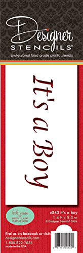 Designer Stencils C043 It's a Boy Cake Stencil, Beige/semi-transparent