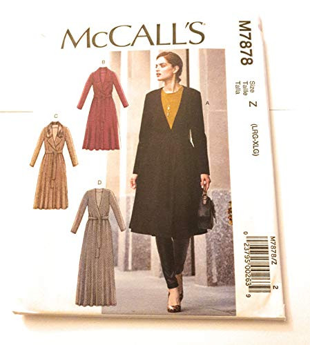 McCall Pattern Womens Unlined Professional Winter Jacket and Belt Sizes 16-22 Sewing Pattern Plain