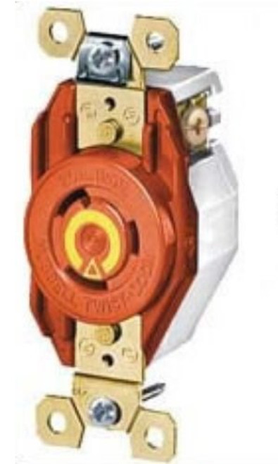 Hubbell Wiring Systems IG2420 SpikeShield Twist-Lock Isolated Ground Single Receptacle Back and Side Wired 250V 3-Phase 20A 3 HP 3-Pole 4-Wire Orange