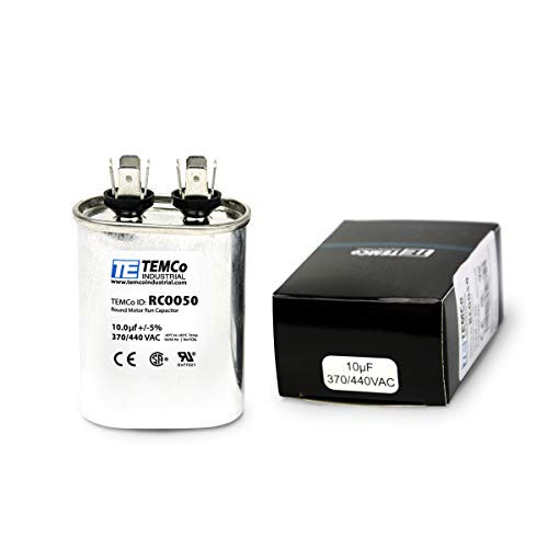 TEMCo Motor Run Capacitor RC0050-10 mfd uf 370440 V VAC Volt 10 uf Oval HVAC TEMCo AC Electric