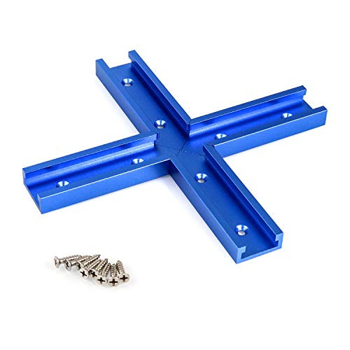 QWORK 4 T-Track Intersection Kit Aluminum Alloy 6063 Woodworking Tools with Predrilled Mounting Holes